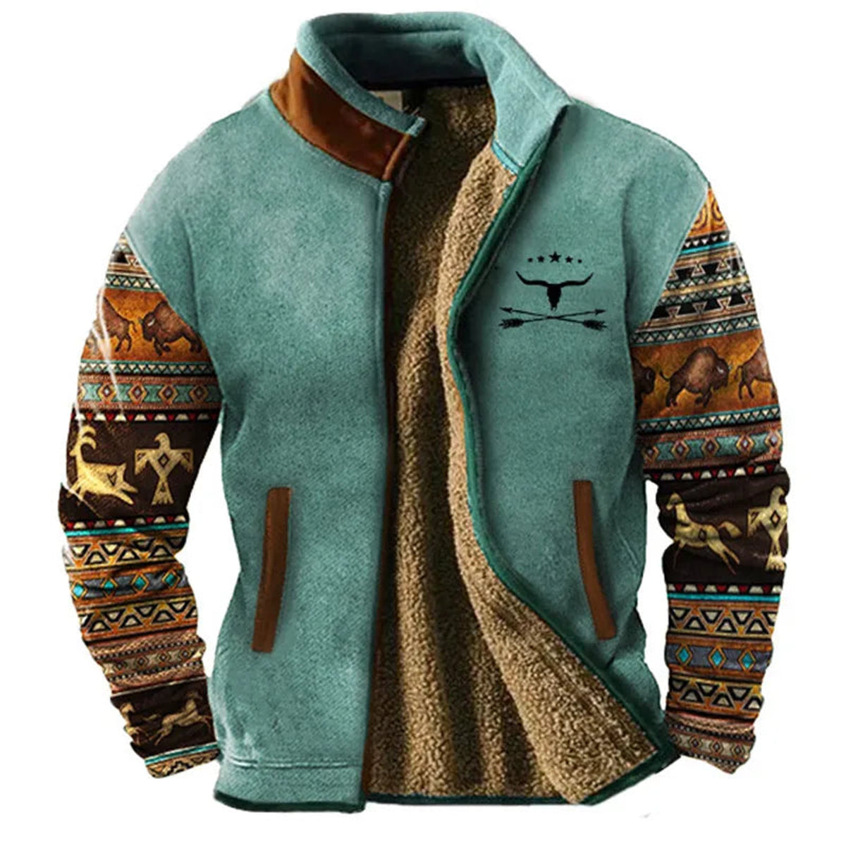 Sherpa Jacket Distinctive Western Style Warm Fleece Outdoor Adventure 2