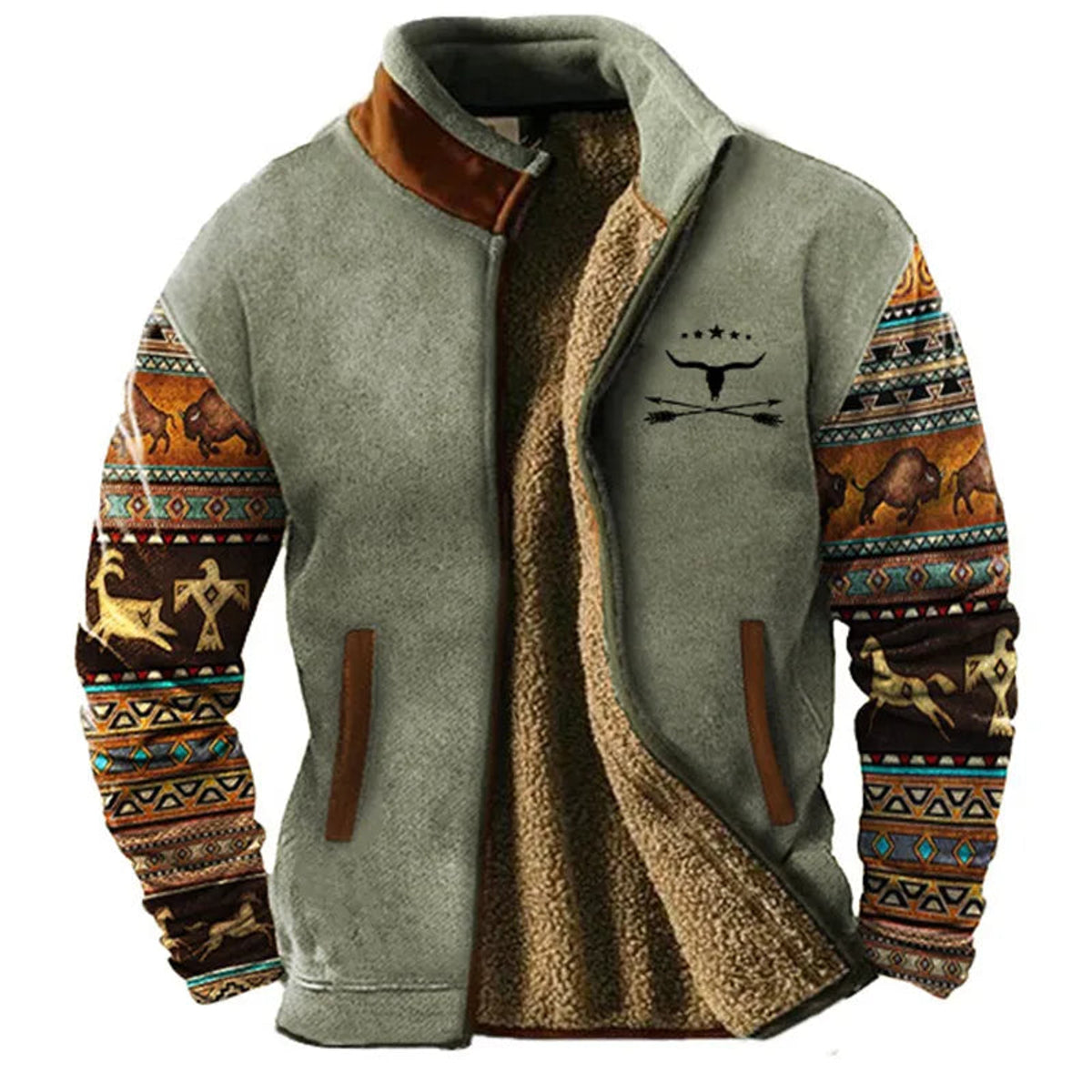 Sherpa Jacket Distinctive Western Style Warm Fleece Outdoor Adventure 5
