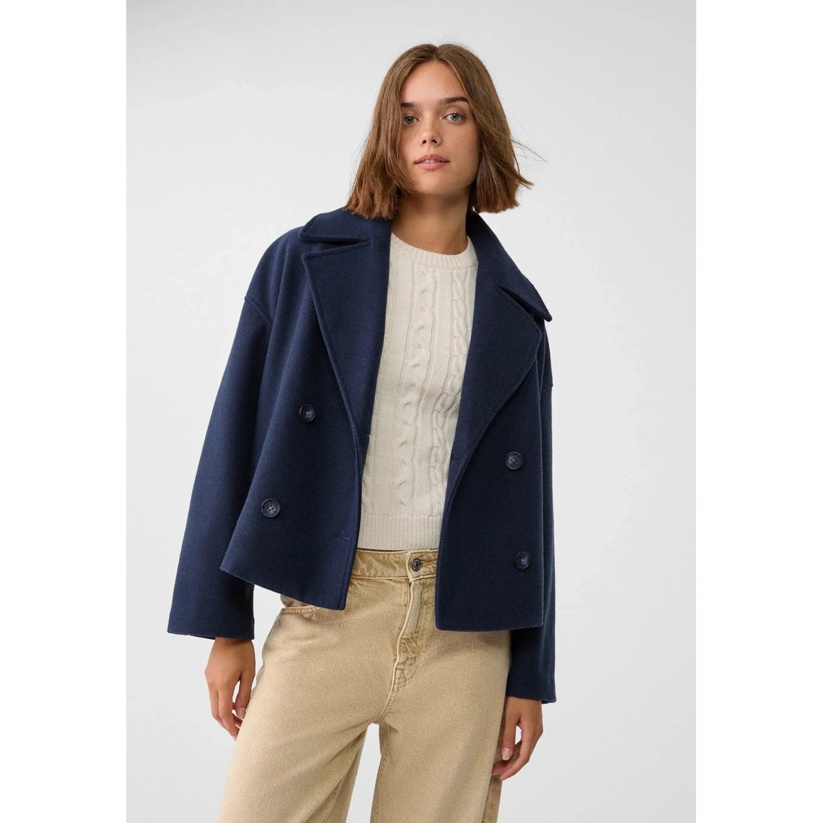 Short Jacket Women Double-Breasted Chic Transitional Style Casual 5