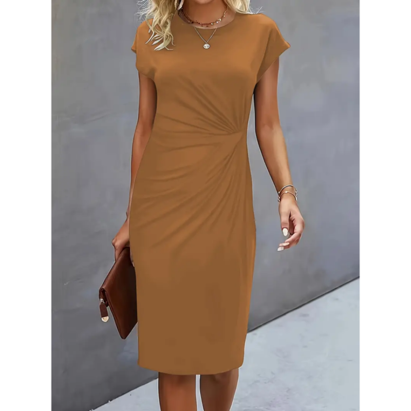 Short Sleeve Formal Dress Women Midi Elegant Professional Style 4