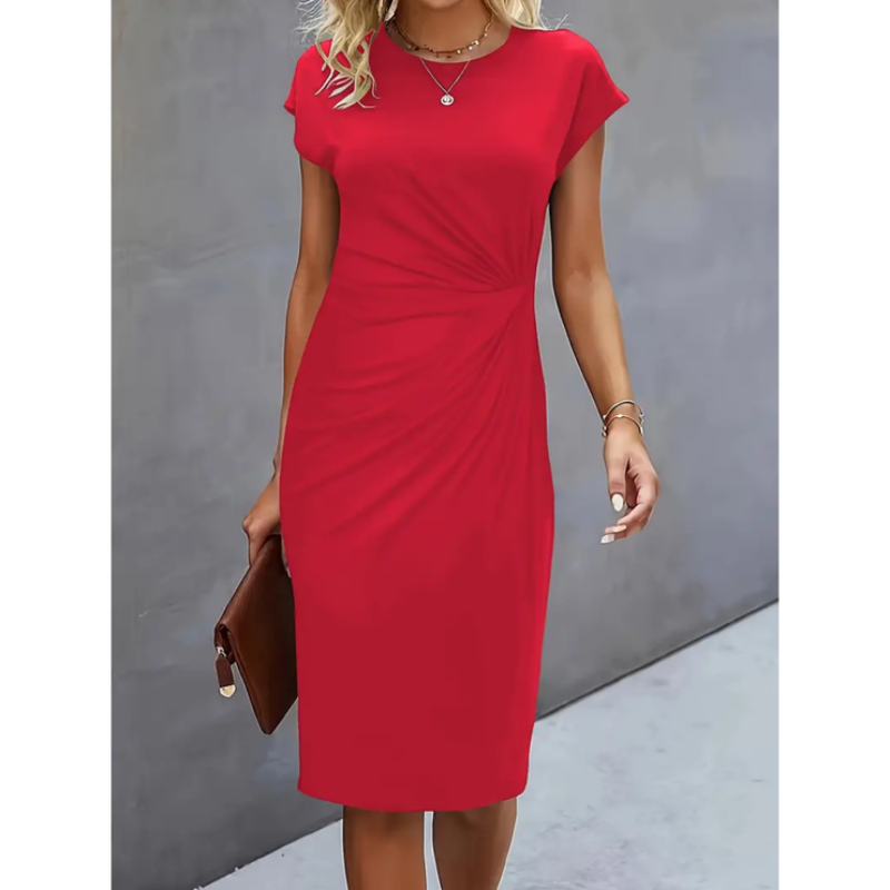 Short Sleeve Formal Dress Women Midi Elegant Professional Style 6
