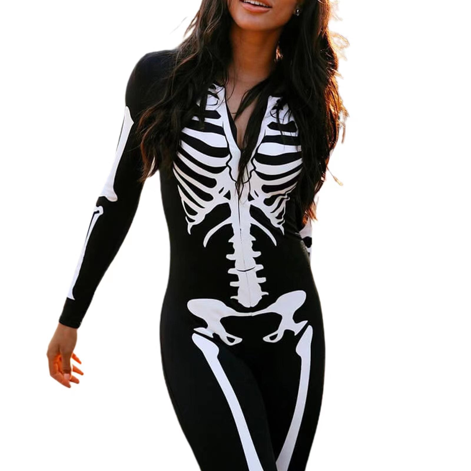 Skeleton Print Bodysuit Costume for Adult Halloween Parties 4