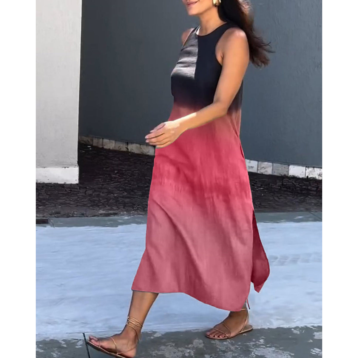 Sleeveless Gradient Dress Women Casual Midi Summer Essential 7