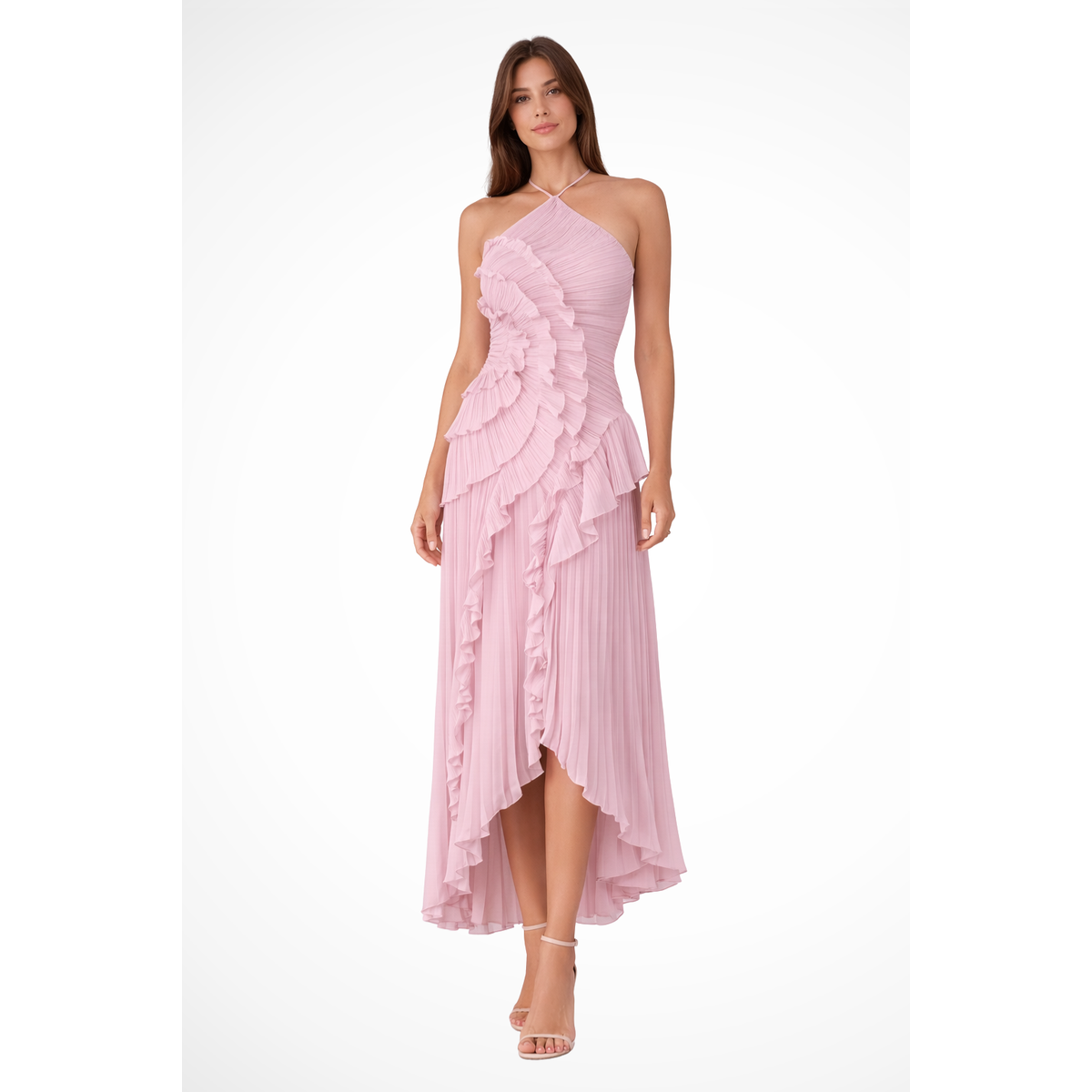 Sleeveless Halter Ruffled Maxi Dress for Women Summer Wedding Guest 0
