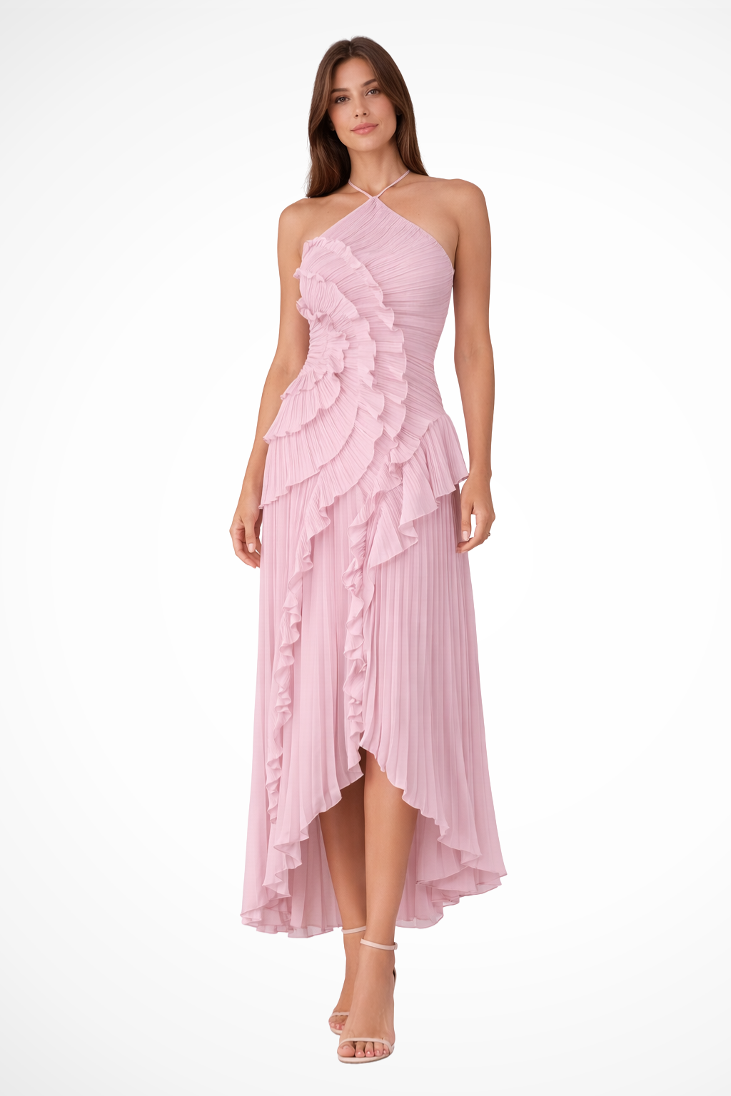 Sleeveless Halter Ruffled Maxi Dress for Women Summer Wedding Guest 0