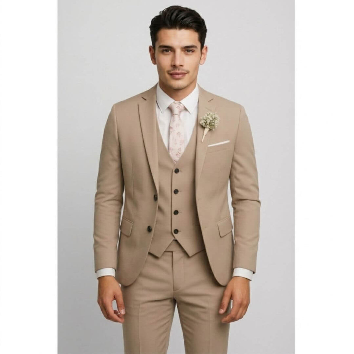 Slim Fit 3-teiliger Anzug Herren Formelle Hochzeitsgastkleidung Eleganter Maßgeschneiderter Look