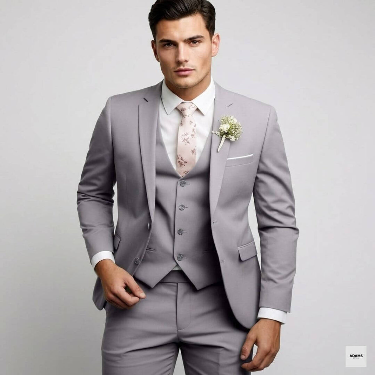 Slim Fit 3-teiliger Anzug Herren Formelle Hochzeitsgastkleidung Eleganter Maßgeschneiderter Look