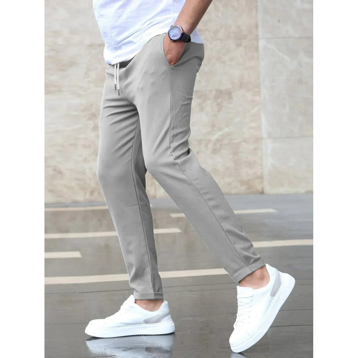 Slim Fit Jogger Pants Men Drawstring Casual Urban Style 1