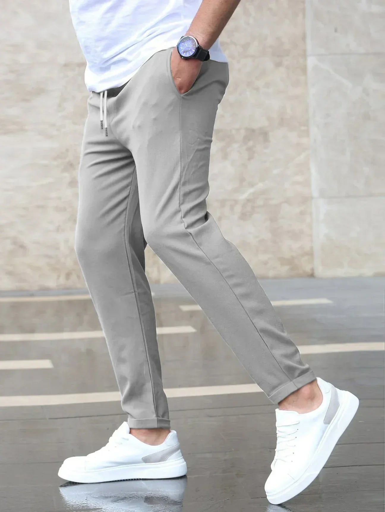 Slim Fit Jogger Pants Men Drawstring Casual Urban Style 1
