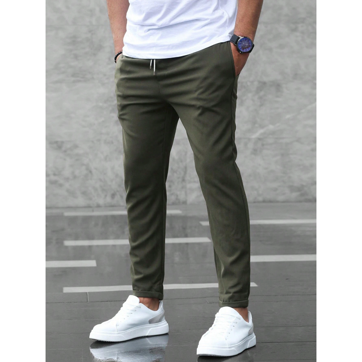 Slim Fit Jogger Pants Men Drawstring Casual Urban Style 8