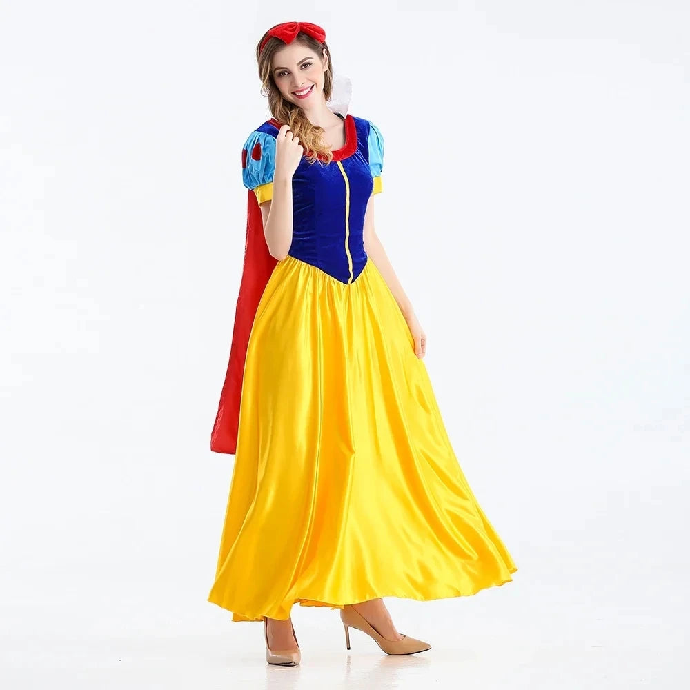 Snow White Costume Women Classic Fairy Tale Maxi Dress Halloween 0