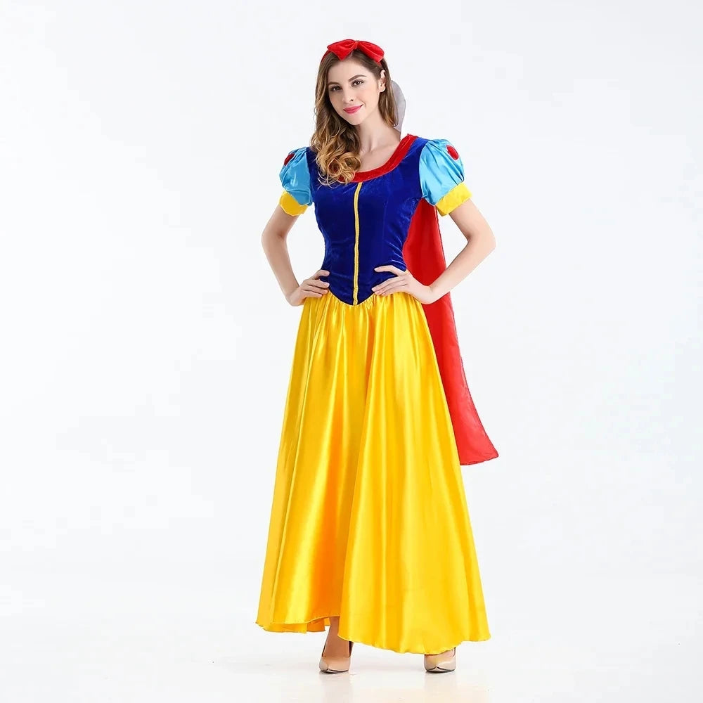 Snow White Costume Women Classic Fairy Tale Maxi Dress Halloween 3