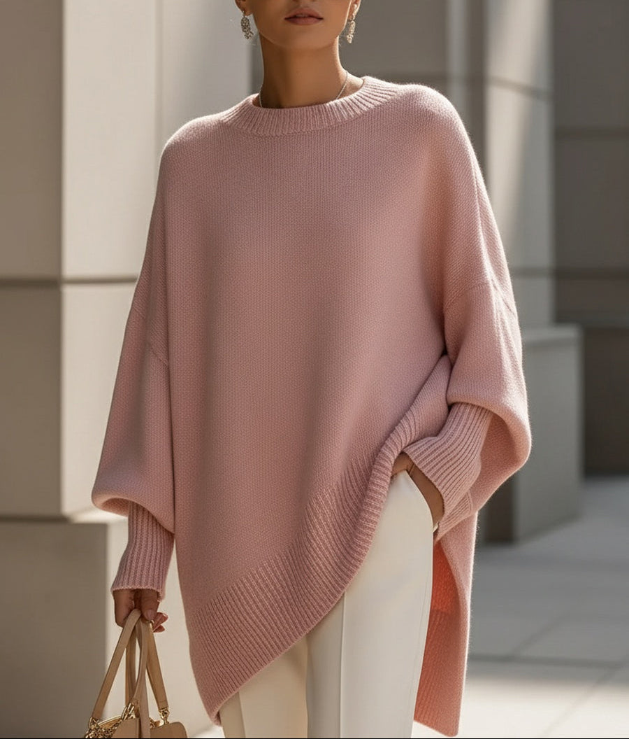 SoftWeave Pullover Elegant Longline Fit Minimalist Design Casual Chic 1