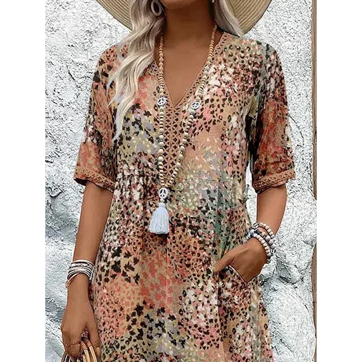 Soft V-Neck Dress Women Midi Casual Summer Elegance for Everyday Wear 5