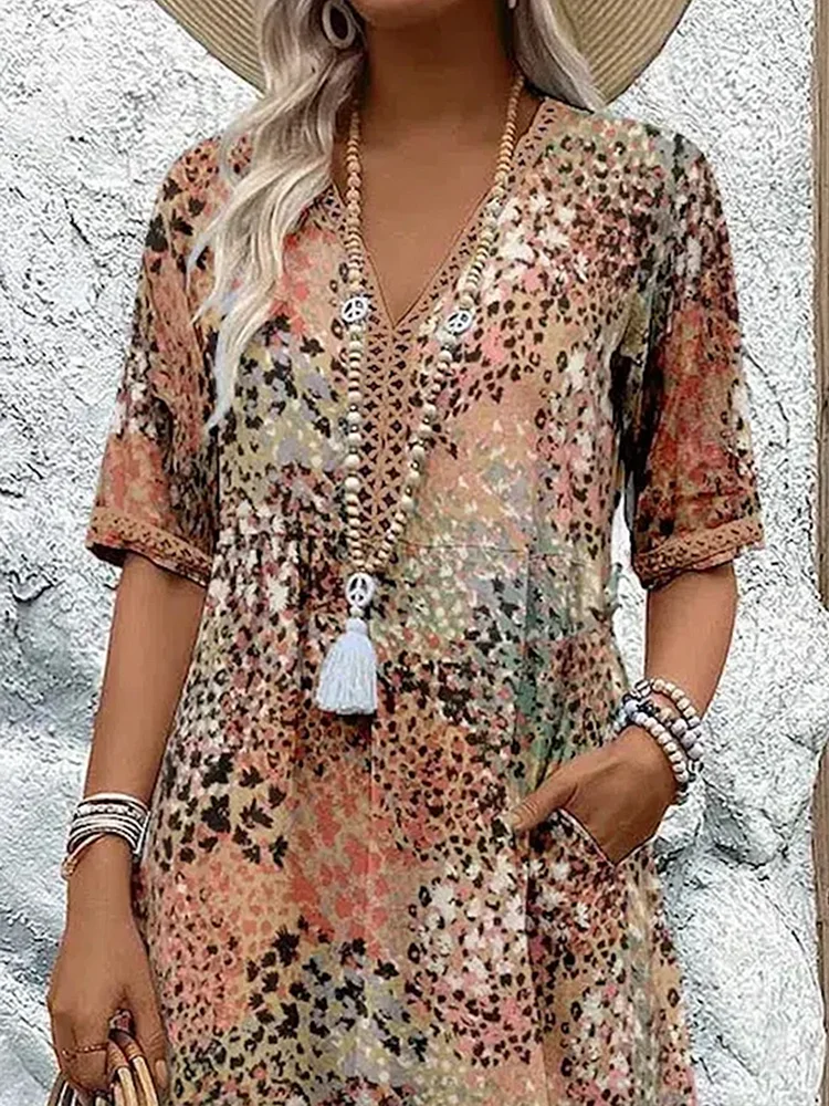 Soft V-Neck Dress Women Midi Casual Summer Elegance for Everyday Wear 5
