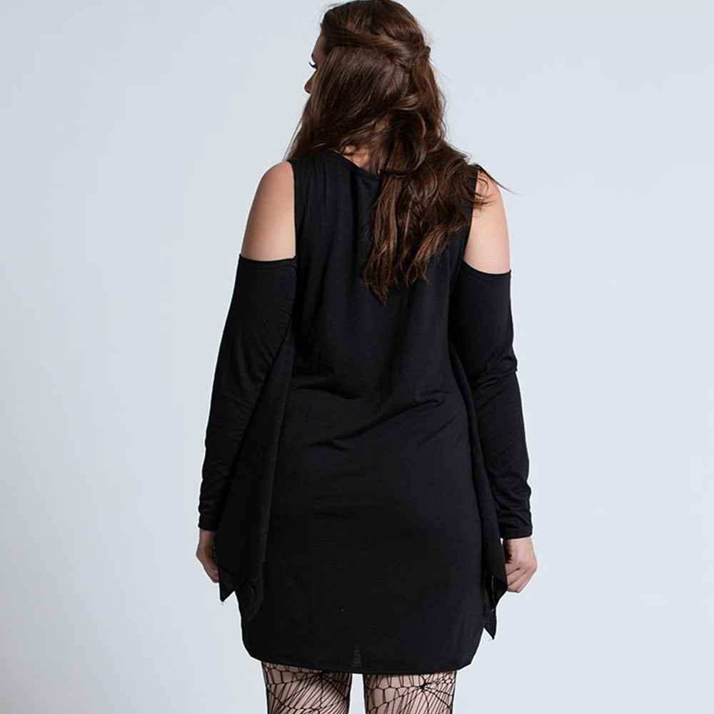 Spider Print Mini Dress Women Long Sleeve Halloween Costume 4