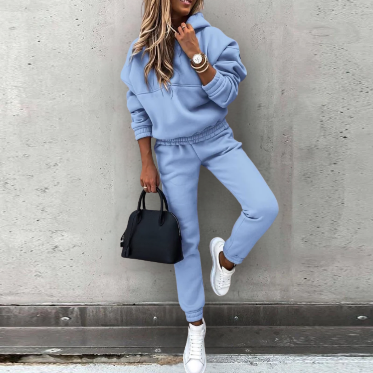 Stretch Fit Hoodie and Joggers Set Women Chic Athleisure Matching Workout Set 1
