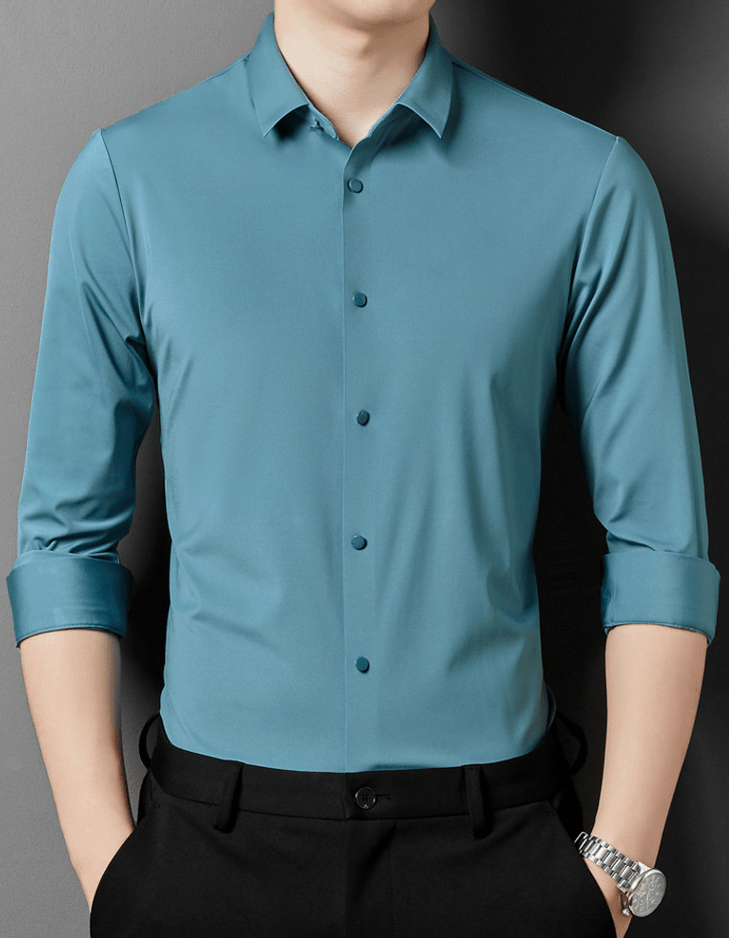 Stretch Shirt Men Wrinkle-Free Casual Comfort Stylish Look 7