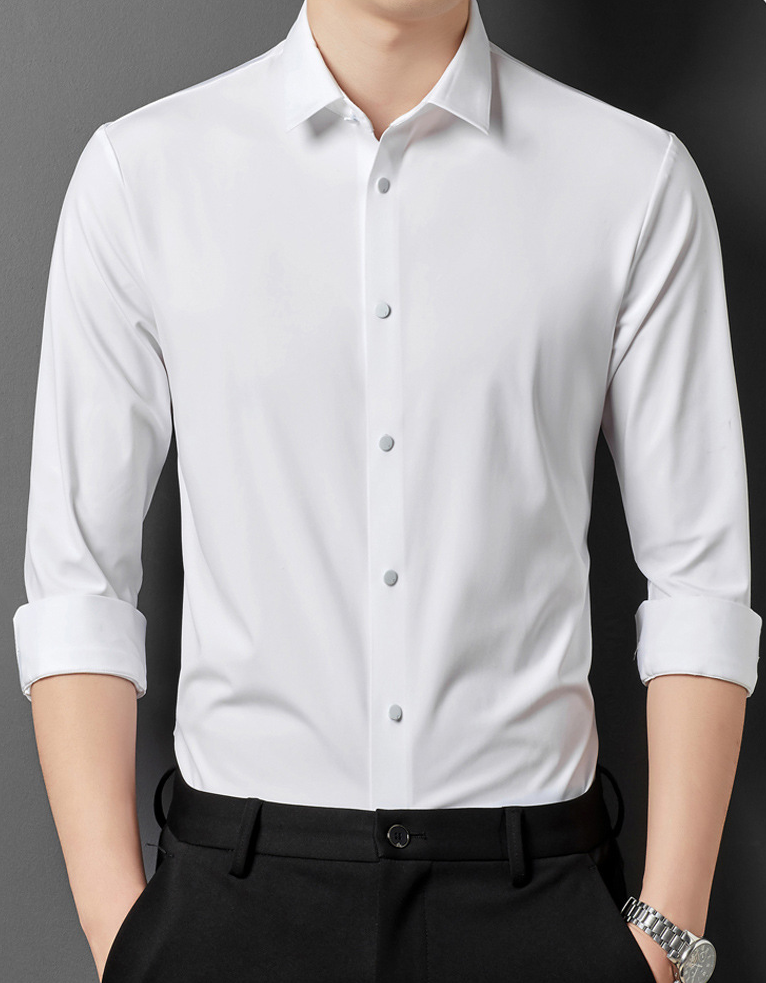 Stretch Shirt Men Wrinkle-Free Casual Comfort Stylish Look 9