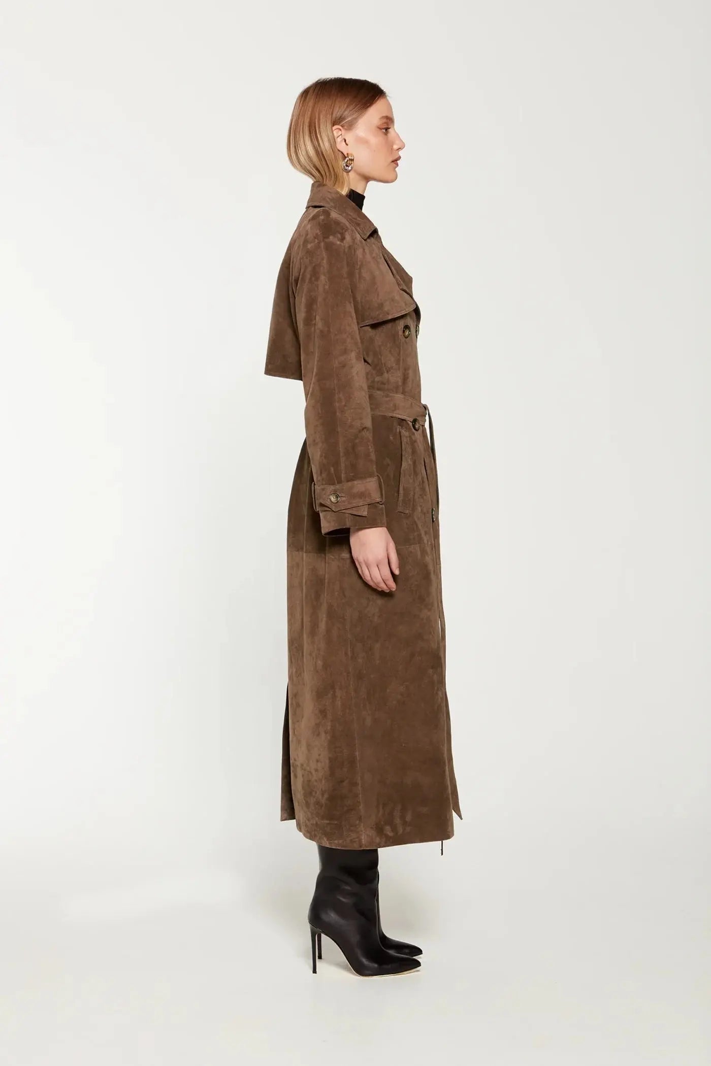 Suede Trench Coat Women Classic Elegance for Cool Days 8