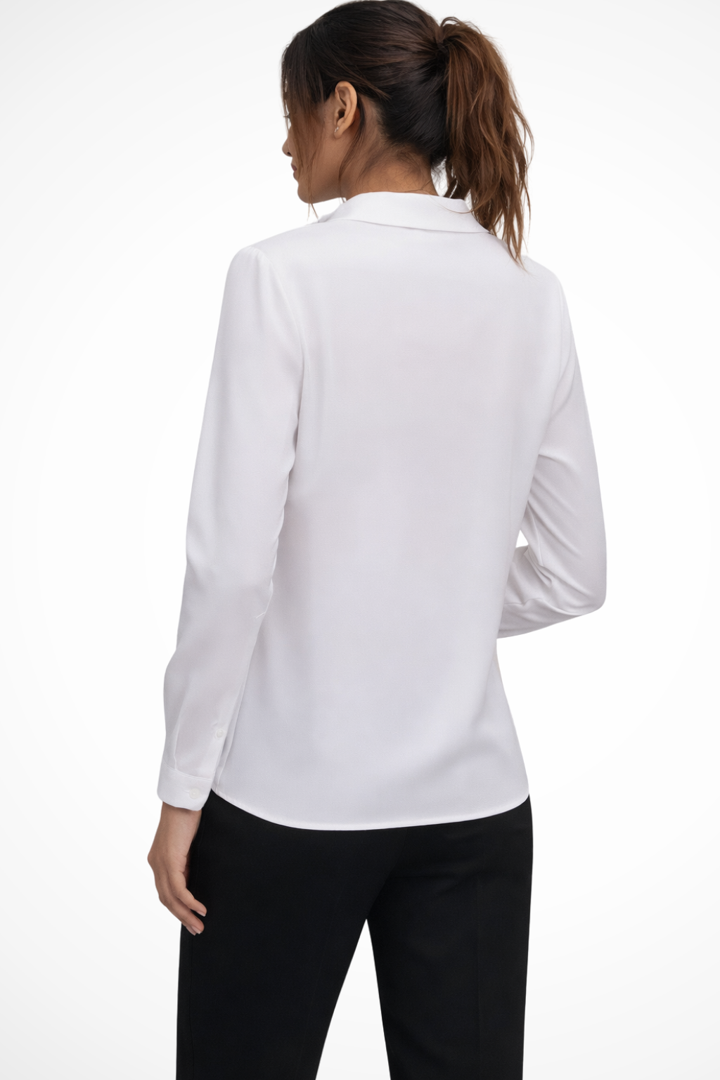 Tailored Long Sleeve Blouse Women Collared Minimalist Design Casual Chic 1