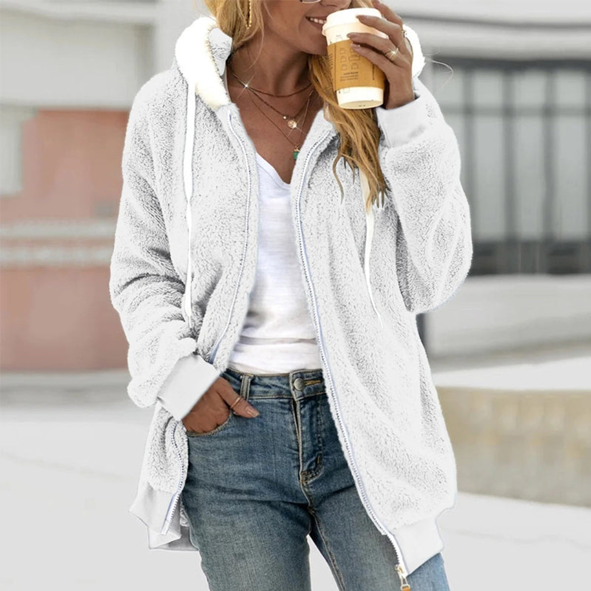Teddy Coat Women Hooded Casual Stylish Warm Winter Outerwear 3