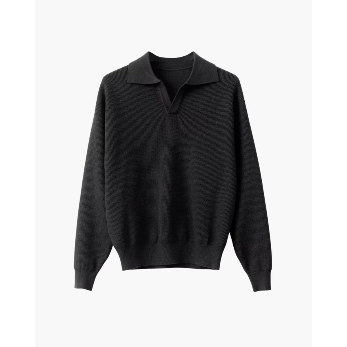 Textured Knit Polo Sweater Classic Style Everyday Comfort Casual 0