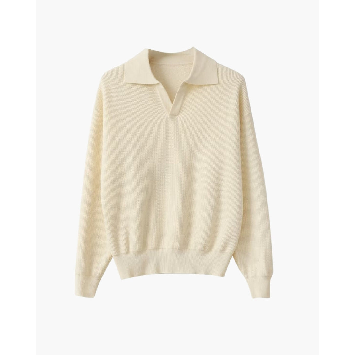 Textured Knit Polo Sweater Classic Style Everyday Comfort Casual 1
