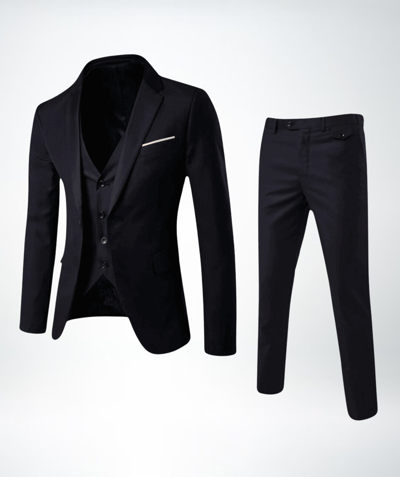 Three-Piece Suit Men Tailored Fit Formal Attire Wedding Groomsmen 2