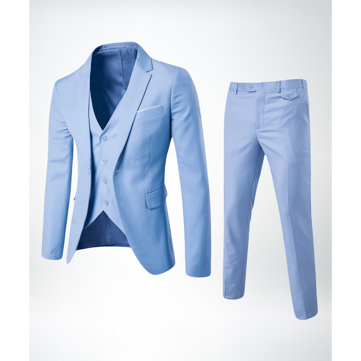 Three-Piece Suit Men Tailored Fit Formal Attire Wedding Groomsmen 5