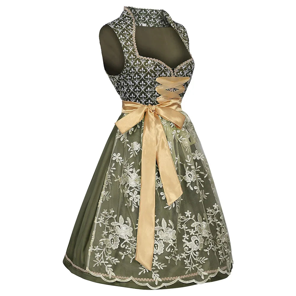 Traditional Dirndl Dress Women Green Oktoberfest Festive Charm 1