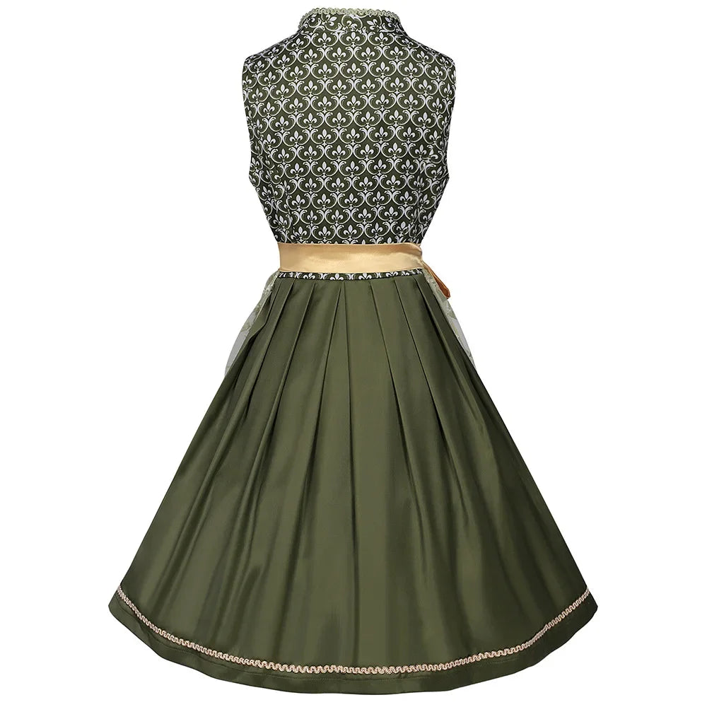 Traditional Dirndl Dress Women Green Oktoberfest Festive Charm 3
