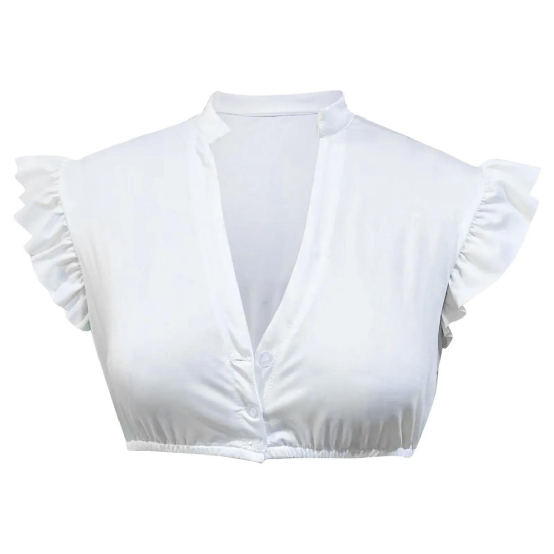 Traditional White Dirndl Blouse Women Elegant Oktoberfest Top Stylish Summer Wear 2