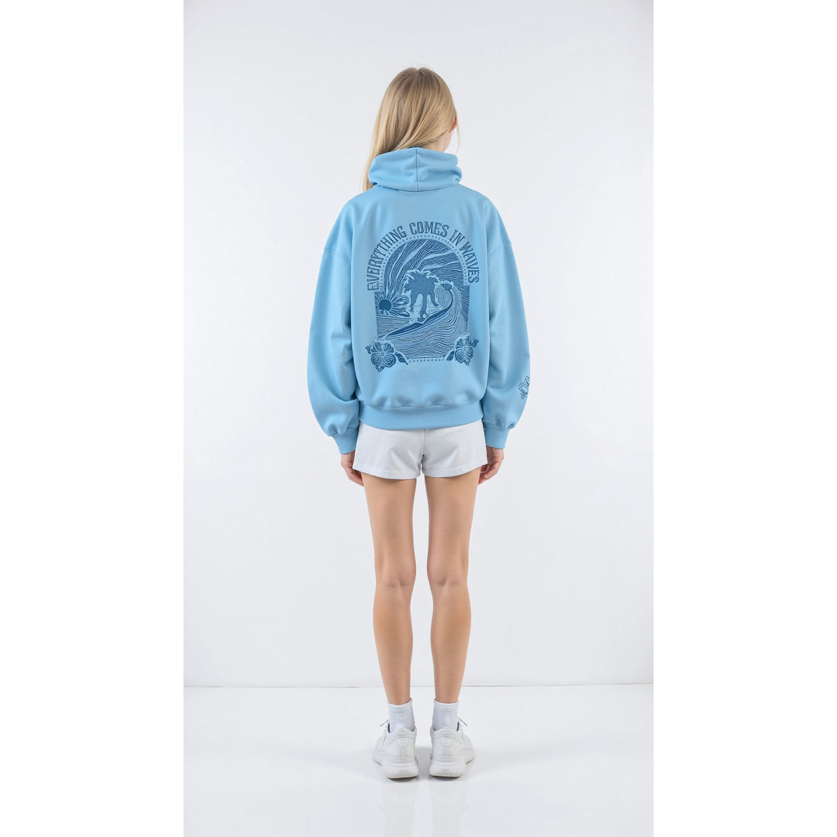 Tropical Vibes - Oversized Women's Hoodie in Solid Black or Grey, Cozy Inner Lining, Minimalist Streetwear Style 0