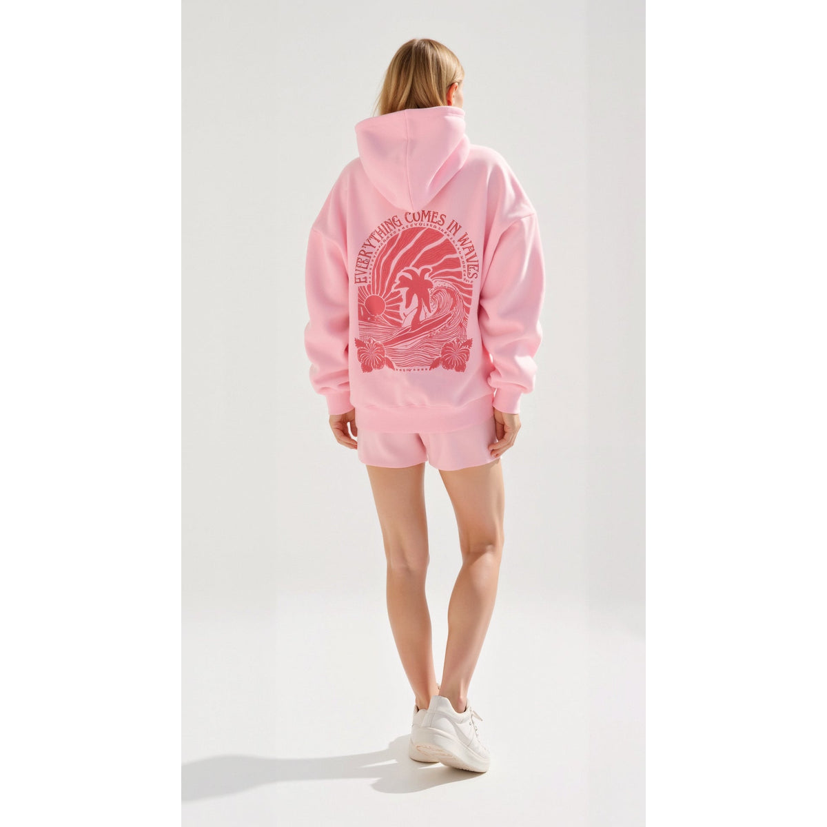 Tropical Vibes - Oversized Women's Hoodie in Solid Black or Grey, Cozy Inner Lining, Minimalist Streetwear Style 5