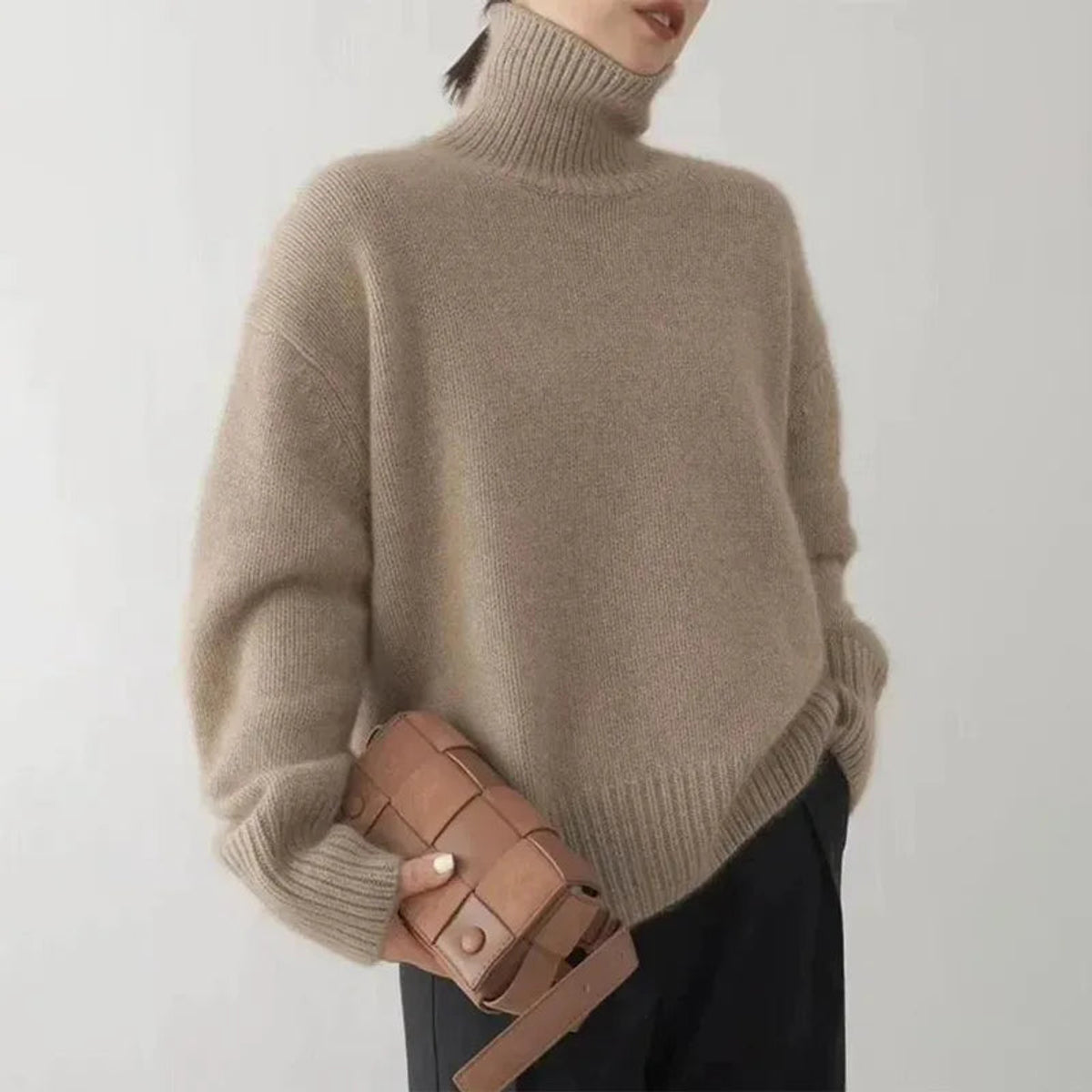 Turtleneck Sweater Women Premium Polyester Soft Warm Casual Chic 0