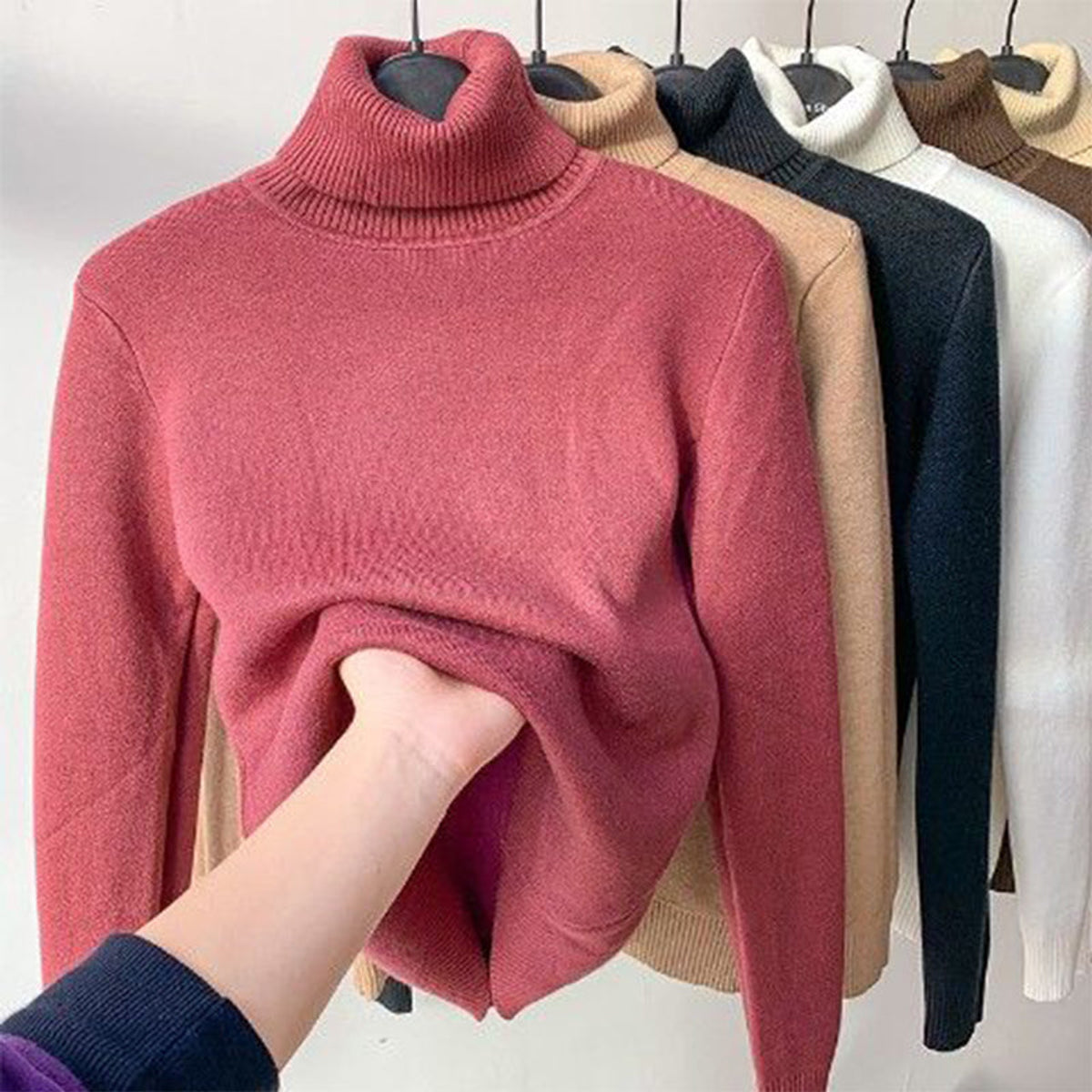 Turtleneck Sweater Women Pure Alpaca Wool Extra Warm Soft Casual Chic 4
