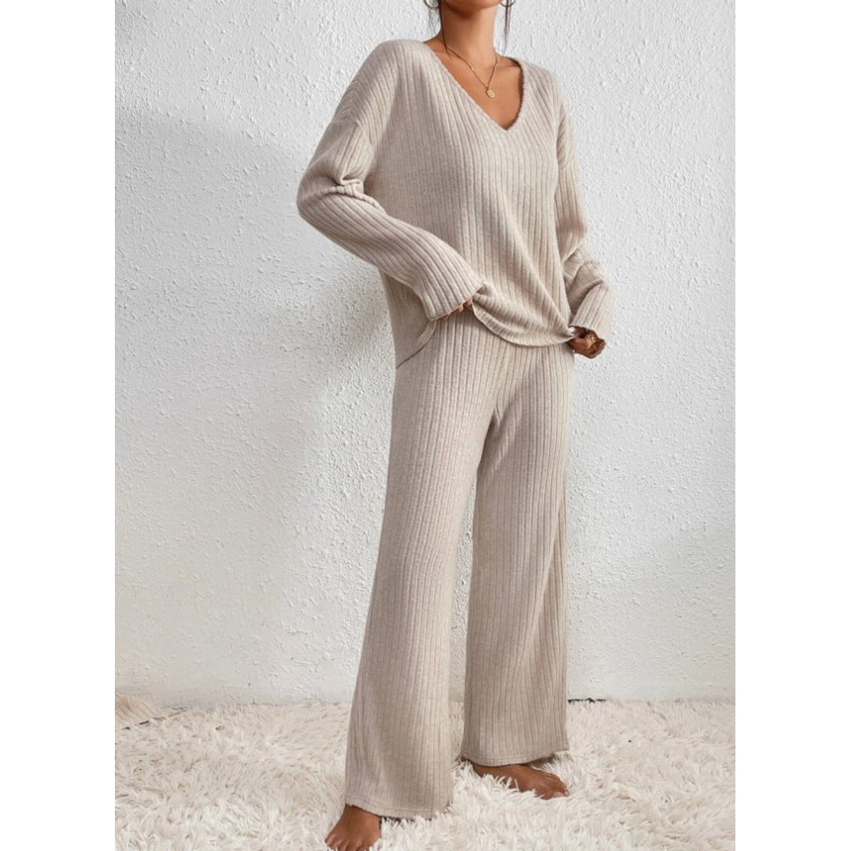 Two-Piece Lounge Set Women Comfortable Chic Loungewear Outfit 6