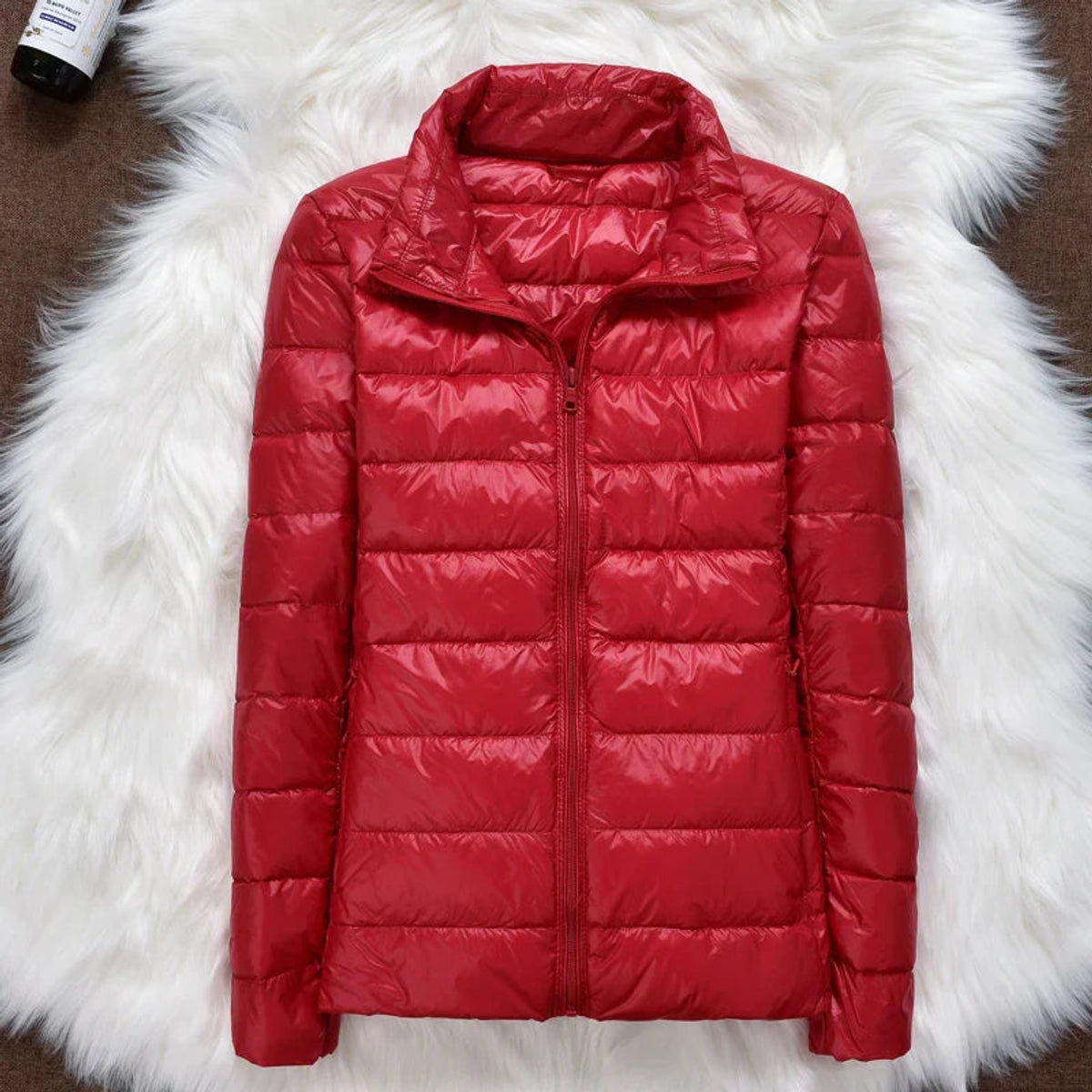 Ultra-Light Down Jacket Women Taupe Foldable Hooded Winter Coat 18