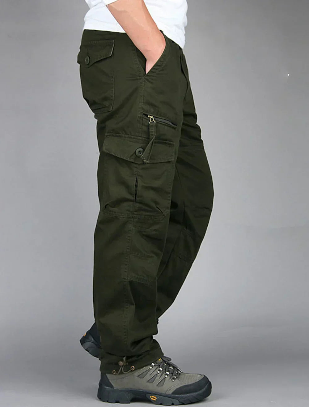 Urban Style - High Waist Men's Cargo Pants with Utility Pockets, Relaxed Fit 4