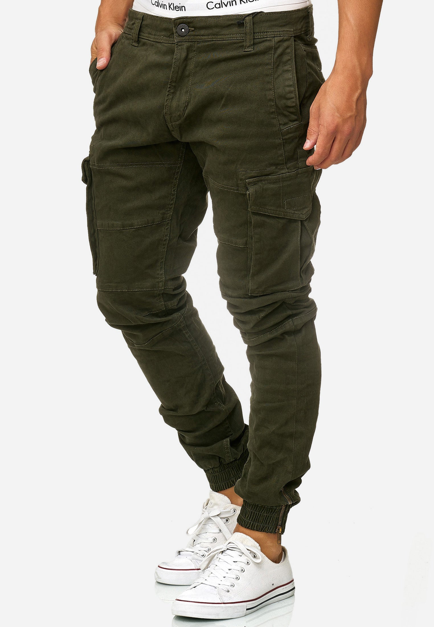 Urban Style - High Waist Mens Cargo Pants with Adjustable Drawstring, Utility Pockets, Black 0