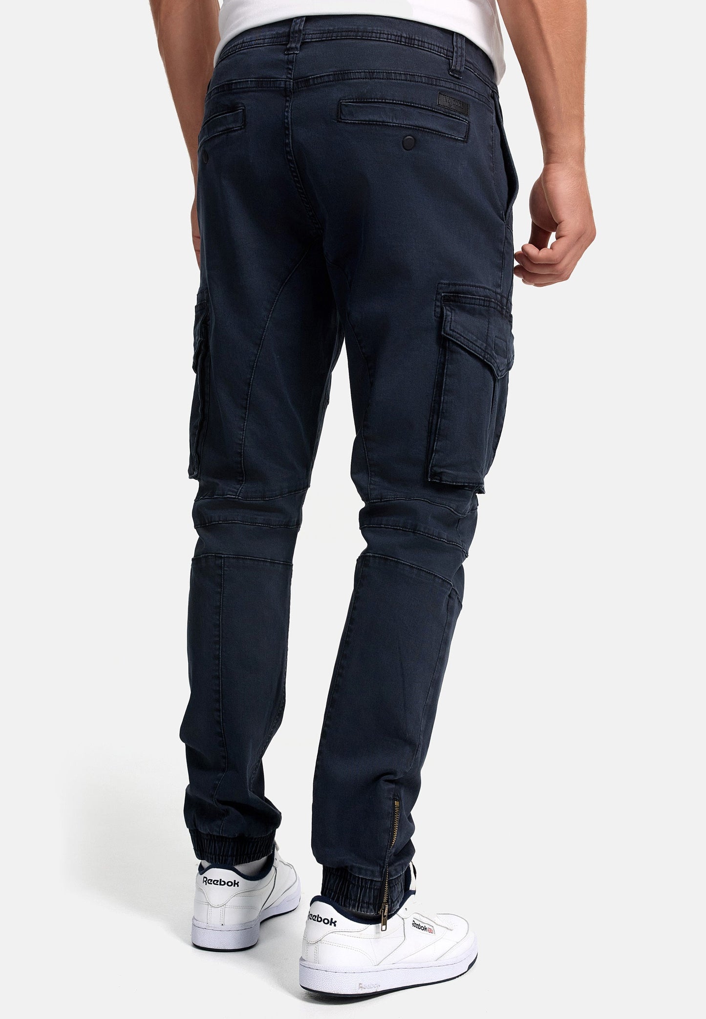 Urban Style - High Waist Mens Cargo Pants with Adjustable Drawstring, Utility Pockets, Black 7