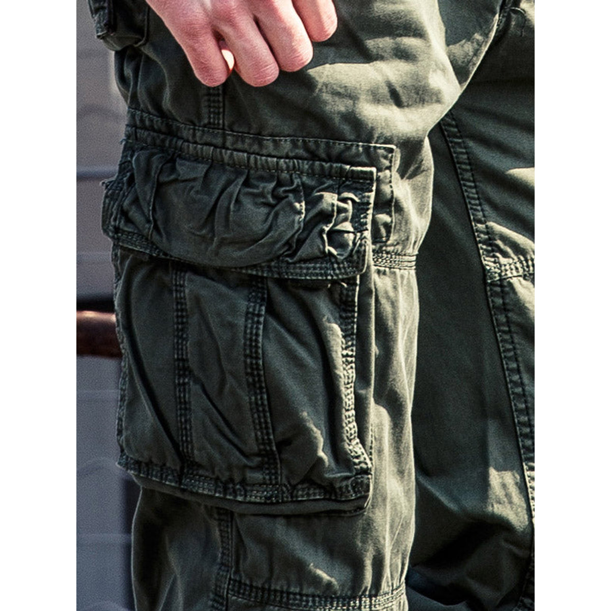 Urban Style - Mens High Waist Cargo Pants with Utility Pockets, Black 3