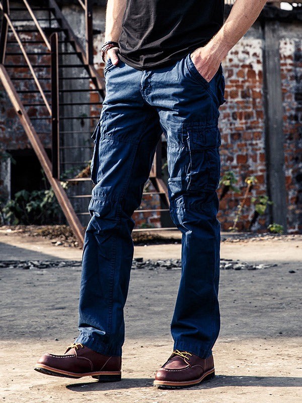 Urban Style - Mens High Waist Cargo Pants with Utility Pockets, Black 9