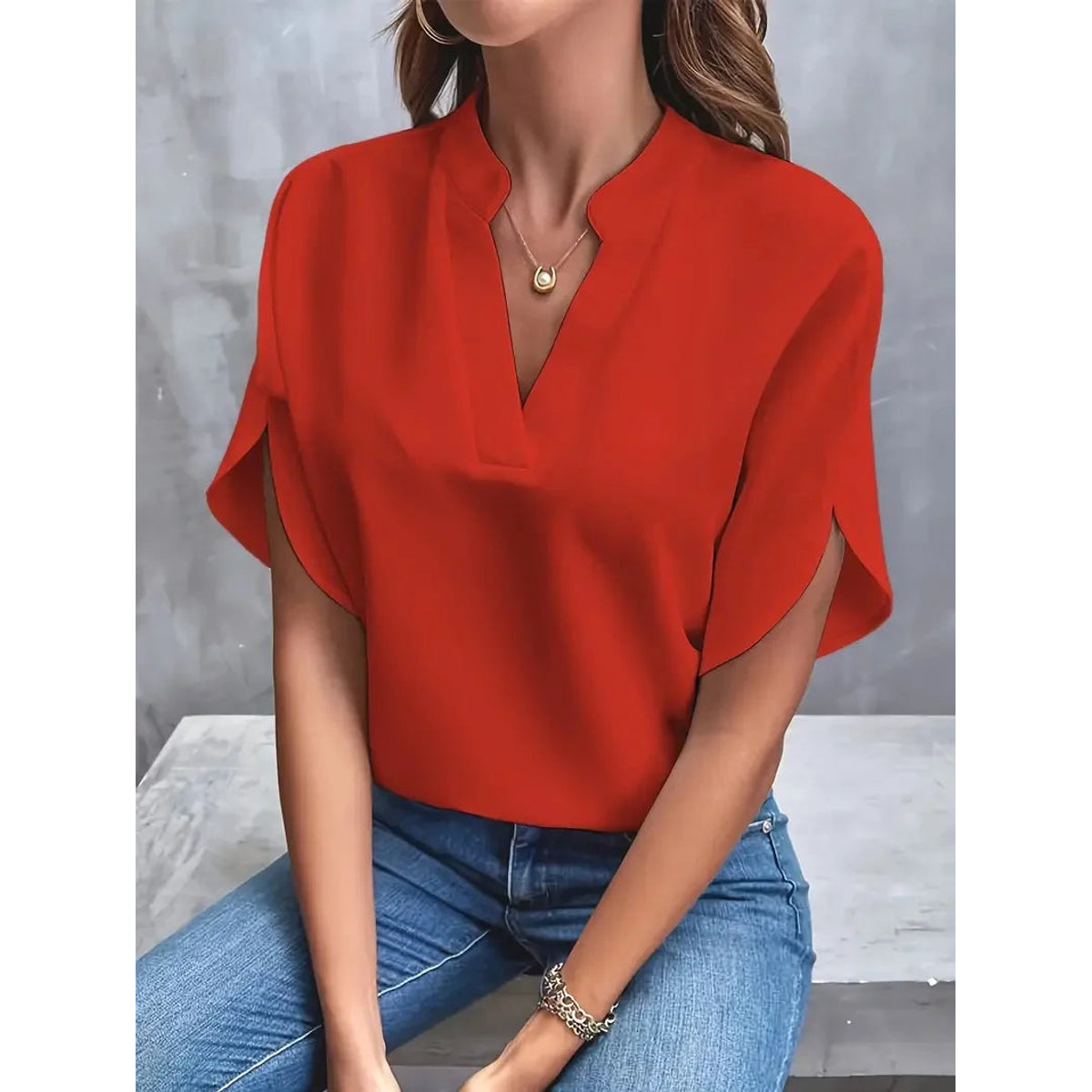V-Neck Blouse Women Elegant Flowing Design Timeless Style 5