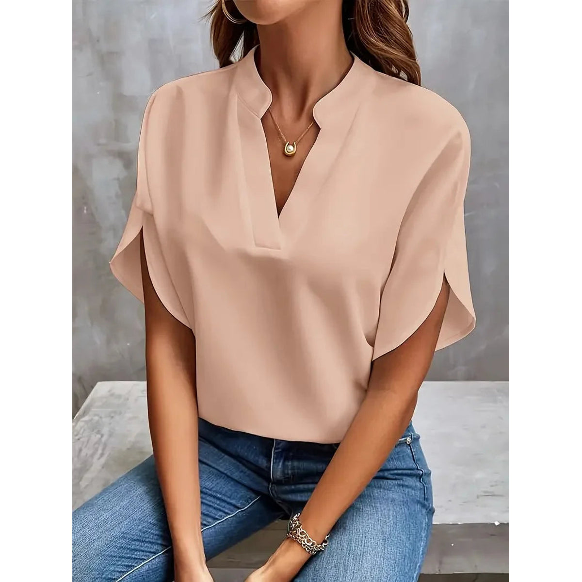 V-Neck Blouse Women Elegant Flowing Design Timeless Style 6