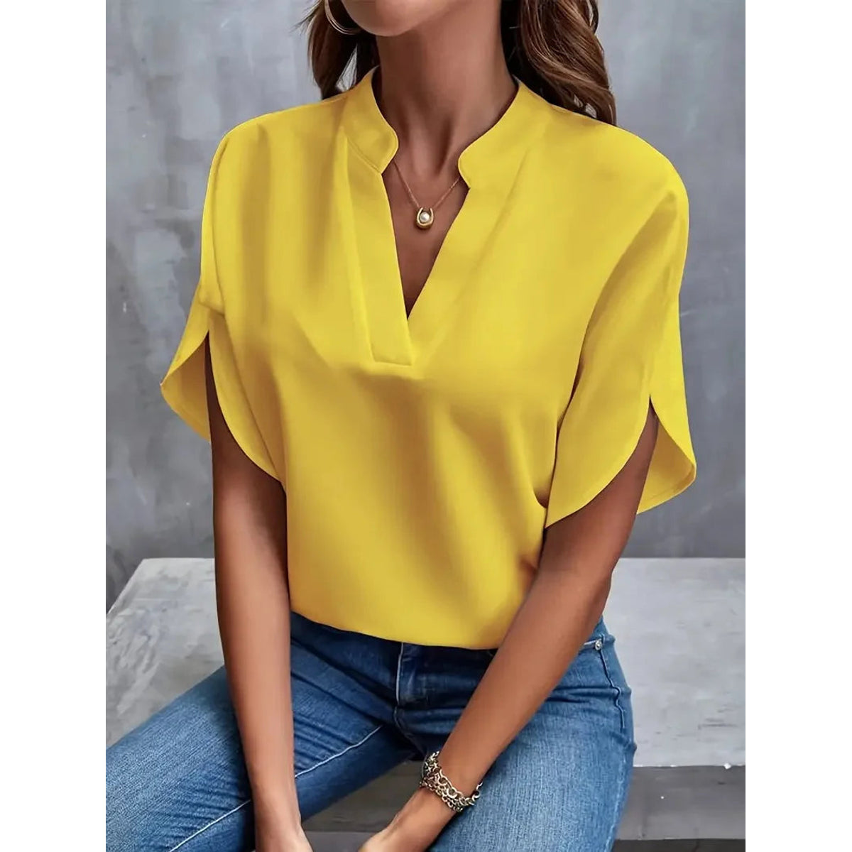 V-Neck Blouse Women Elegant Flowing Design Timeless Style 7