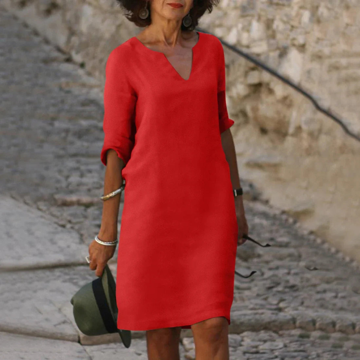 V-Neck Dress Women 3/4 Sleeves Elegant Mini Dress for Every Occasion 5