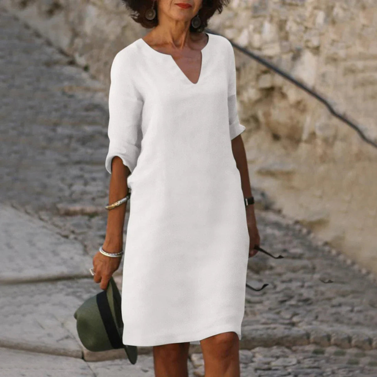 V-Neck Dress Women 3/4 Sleeves Elegant Mini Dress for Every Occasion 6