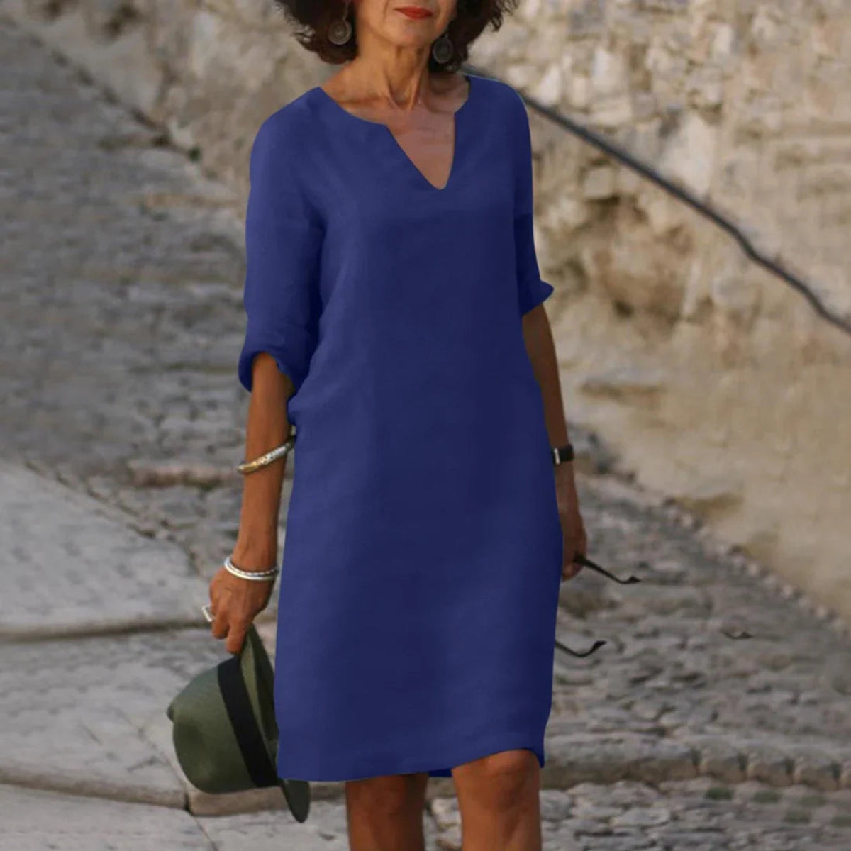 V-Neck Dress Women 3/4 Sleeves Elegant Mini Dress for Every Occasion 8